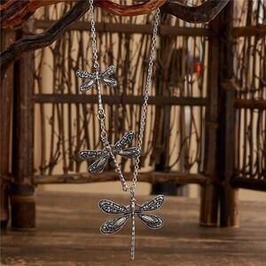 Dragonfly Pendant Necklace Silver‎ Tone Bohemian Style Fashion Jewelry New